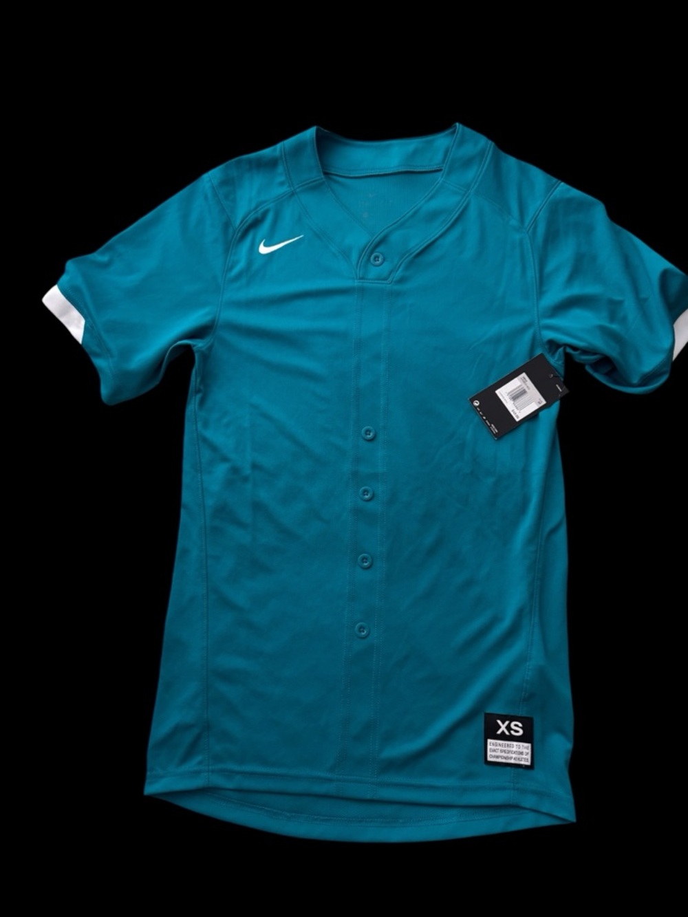 New men’s Nike Teal Button-Up baseball Jersey XS 17” pit-pit